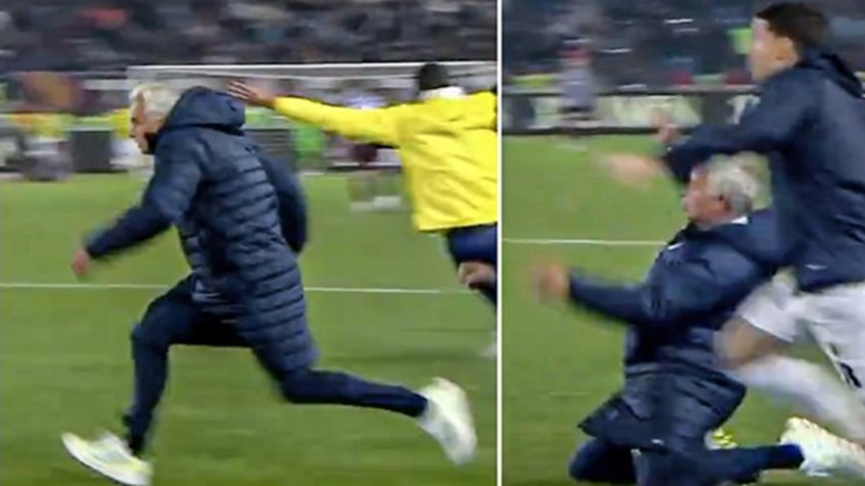 VIRAL: Mourinho attempts a knee slide celebration after Fenerbahce’s late winner vs. Trabzonspor (video)